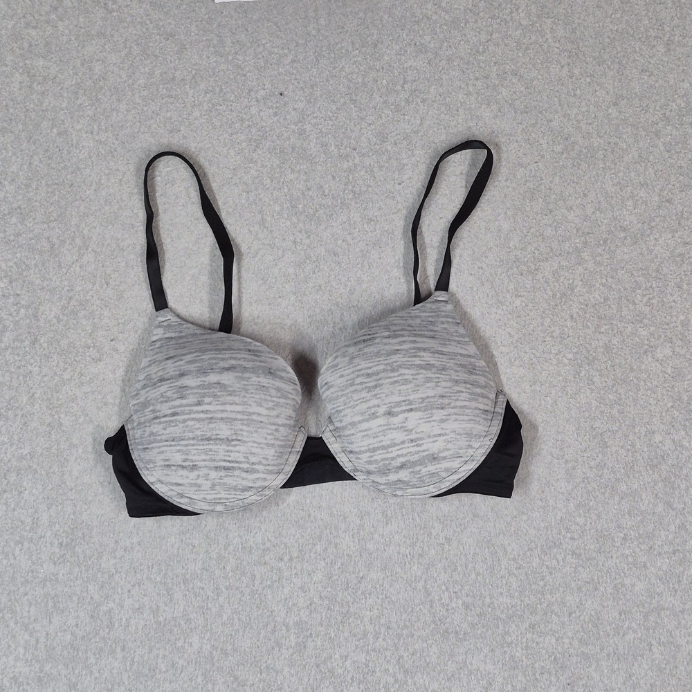 Victoria's Secret PINK Women Bra 34C Gray T Shirt Underwired Knit Strap